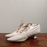 c. 1890s White Kid Leather Shoes | Approx Sz 4-5