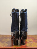 1910s-1920s Blue Velveteen Boots | Approx Sz 7.5-8