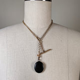 c. 1860s-80s Whitby Jet Locket on Chain