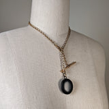 c. 1860s-80s Whitby Jet Locket on Chain