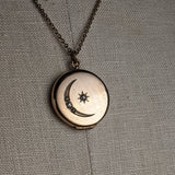 c. 1910s Moon + Star Locket and Rolo Chain