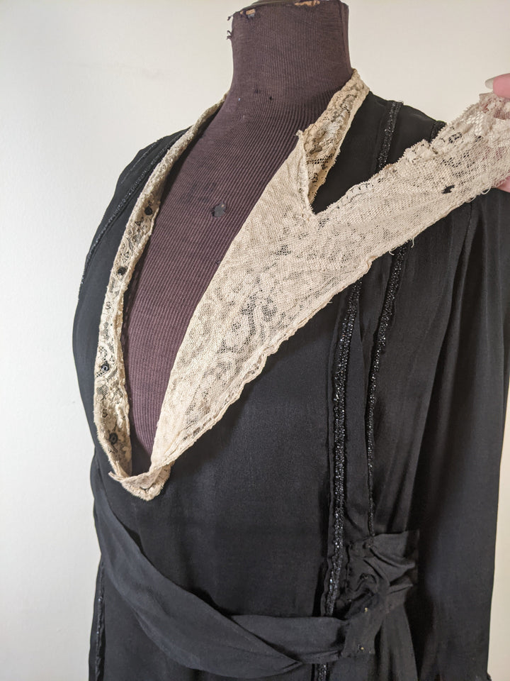 c. 1919-1920 Black Silk Dress