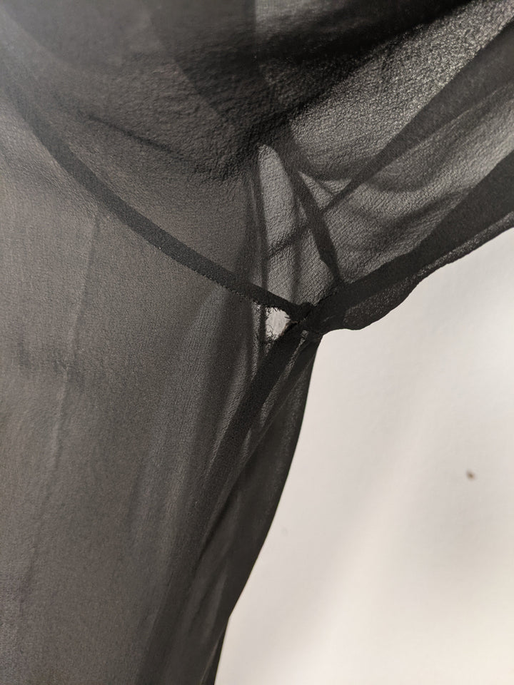 1920s Sheer Black Chiffon + Lace Dress