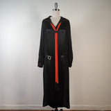1920s Black + Orange Silk Dress