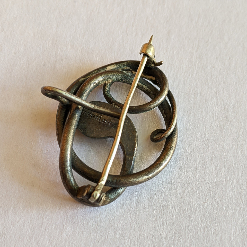 1910s-1920s Sterling Silver Snake Brooch
