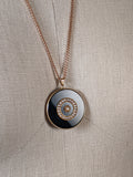 19th c. 14k Gold Onyx Star Pendant + Chain
