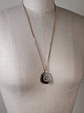 19th c. 14k Gold Onyx Star Pendant + Chain