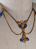 Art Deco Blue Glass Stone Festoon Necklace