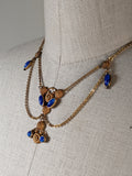 Art Deco Blue Glass Stone Festoon Necklace
