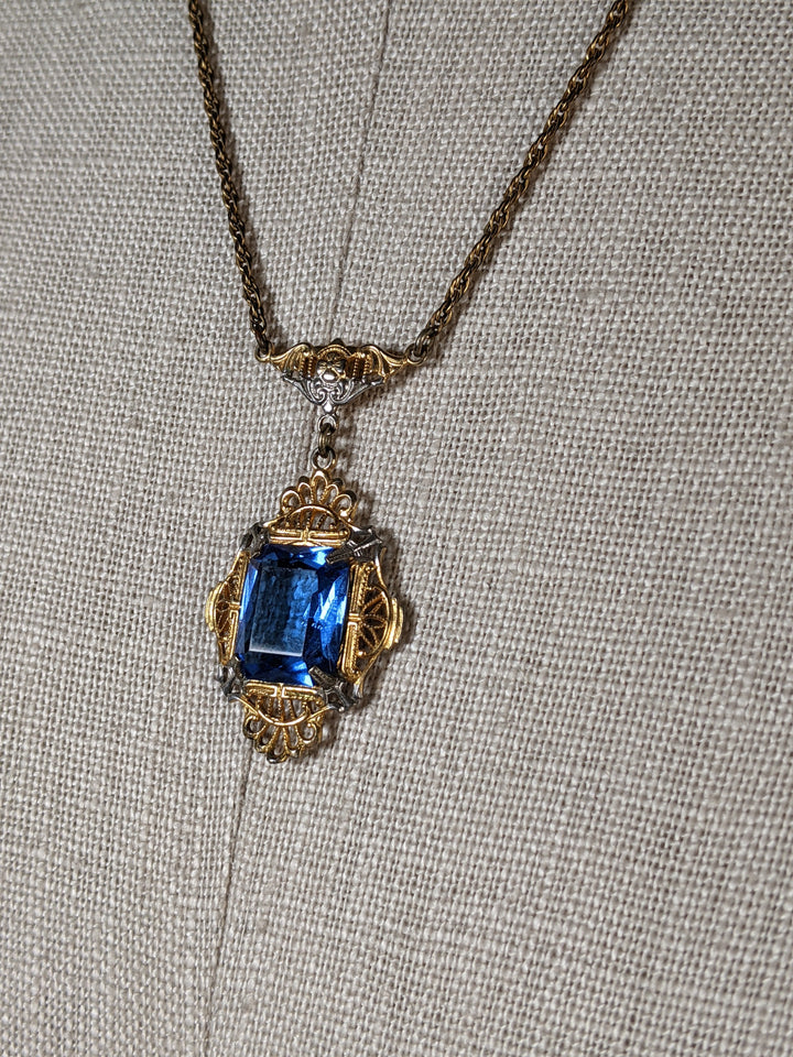 Art Deco Rhodium + Gold Plated Necklace