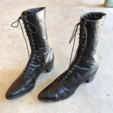 1910s-1920s Black Lace Up Boots | Sz 8