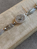 Art Deco White Gold Rock Crystal + Diamond Bracelet