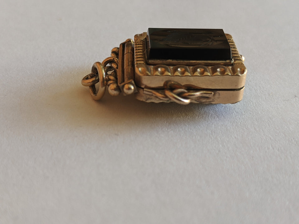 Late 19th c. Double Sided Locket | Bloodstone + Onyx