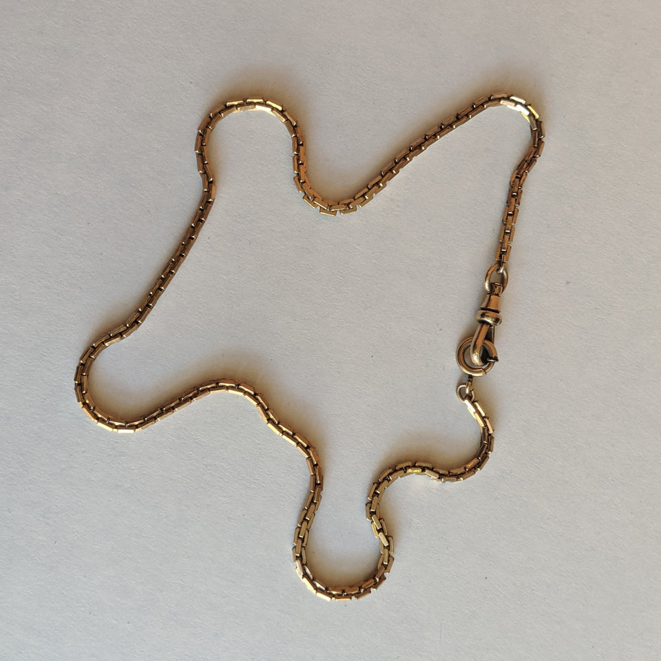 Late 19th c. Gold Filled Square Link Watch Chain