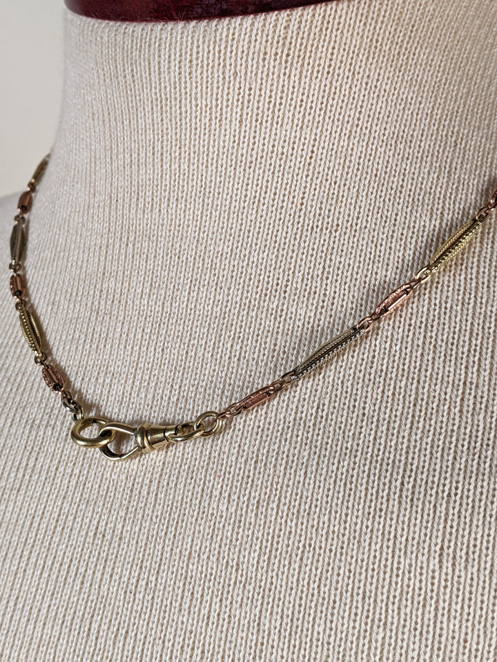 19th c. Tri-Gold Filled Watch Chain / Necklace