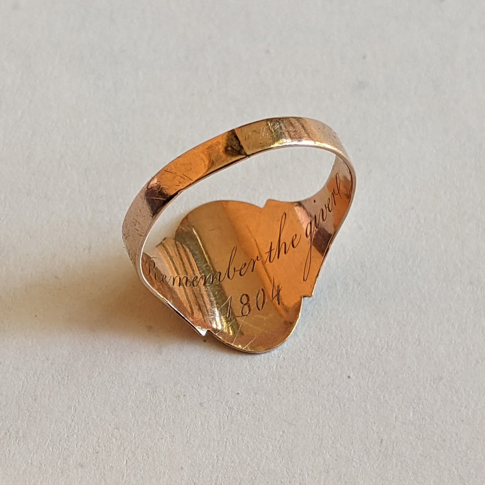 c. 1804 14k Gold Posy Ring "Remember the Giver"
