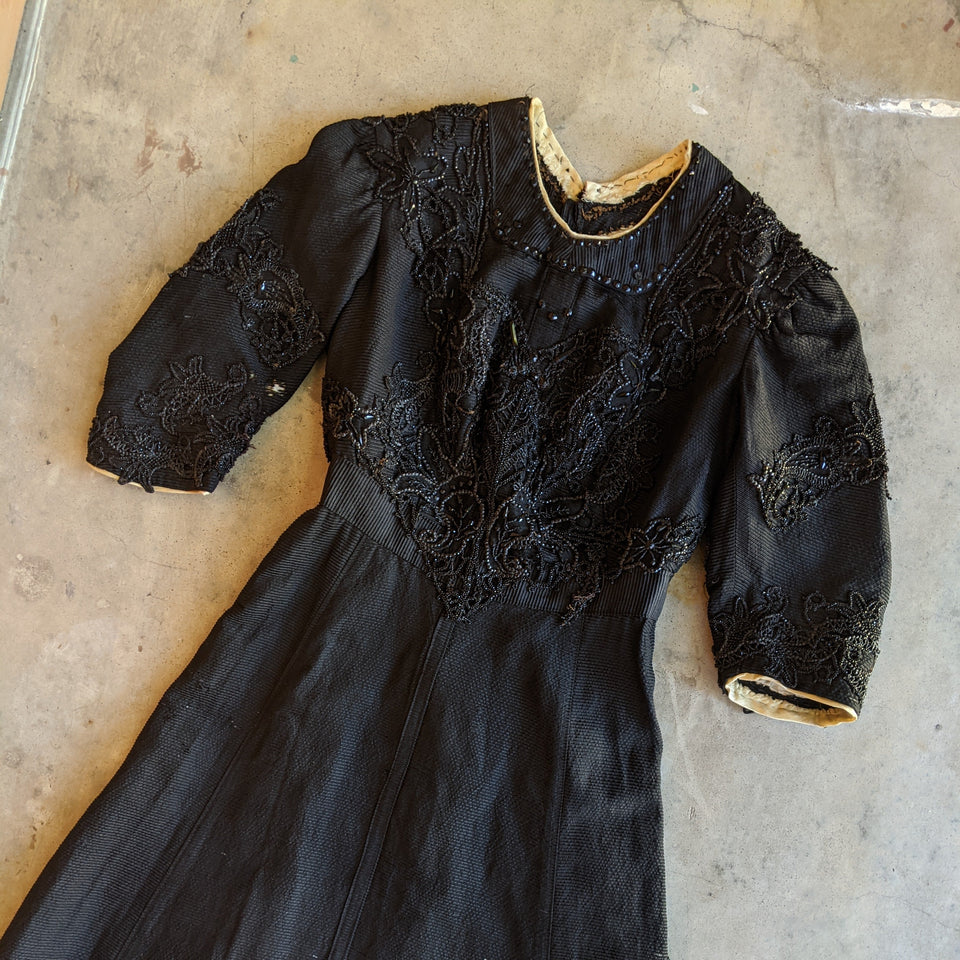 1908-1909 Beaded Silk Gown