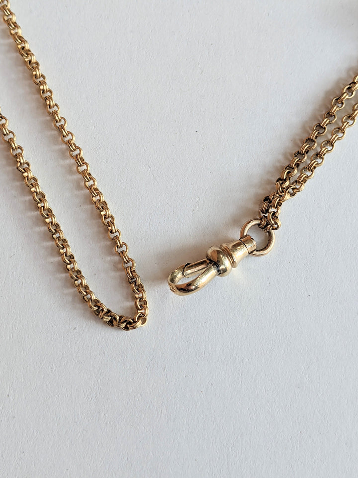 19th c. Gold Filled Rolo Chain w/ Cameo Slide