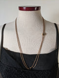 19th c. Gold Filled Long Guard Chain w/ Seed Pearl Slide