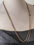 19th c. Gold Filled Long Guard Chain w/ Seed Pearl Slide