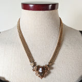 19th c. Gold Filled Mesh Cameo Necklace
