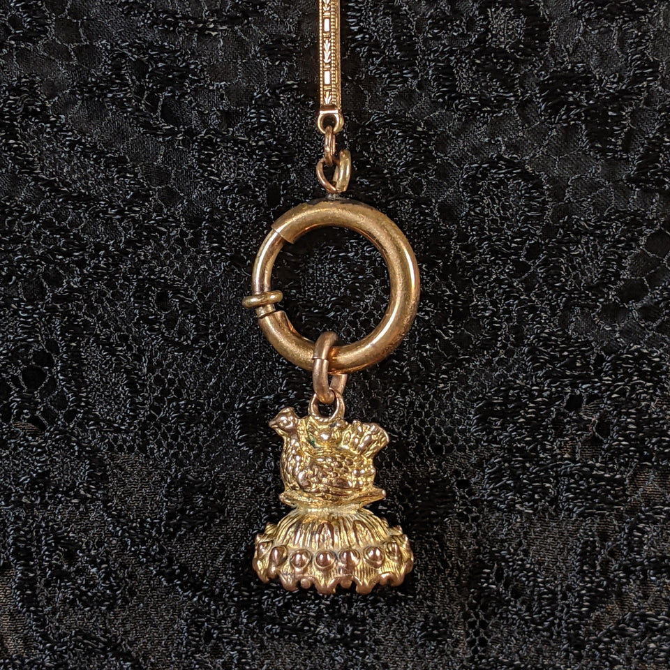 19th c. Chicken Fob w/ Seal Engraved "I Hope I Don't Intrude"