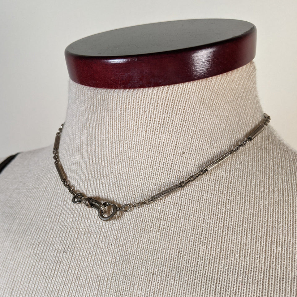 19th c. 12k White Gold Filled Chain | 14"