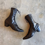 c. 1910s Black Lace Up Boots | Approx 6.5-7