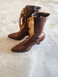 c. 1910s-1920s Brown Louis Heel Boots | Approx 6.5-7