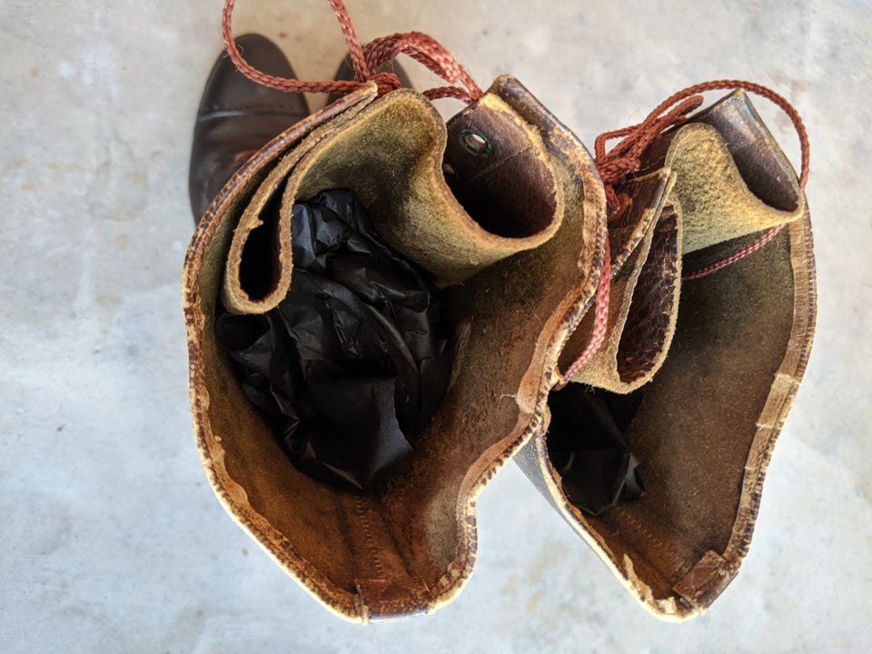 c. 1940s Tall Brown Leather Boots | Approx 7.5-8