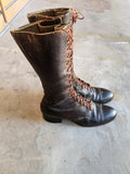 c. 1940s Tall Brown Leather Boots | Approx 7.5-8