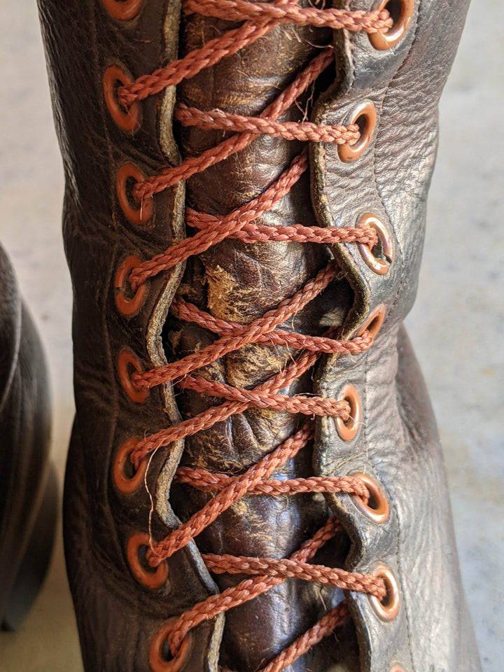 c. 1940s Tall Brown Leather Boots | Approx 7.5-8