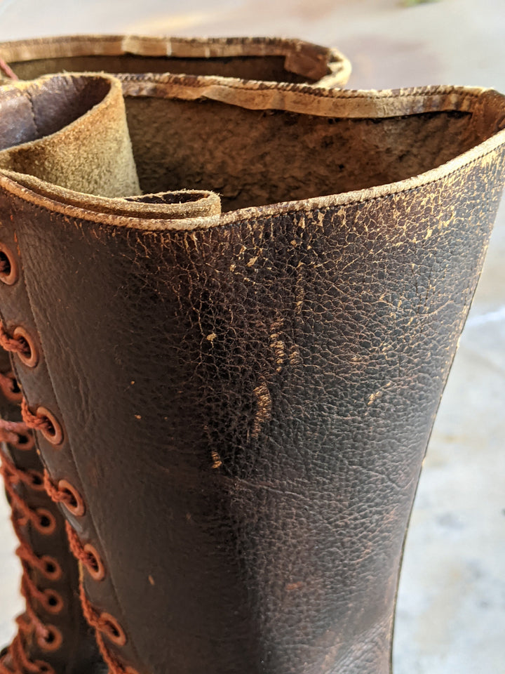 c. 1940s Tall Brown Leather Boots | Approx 7.5-8