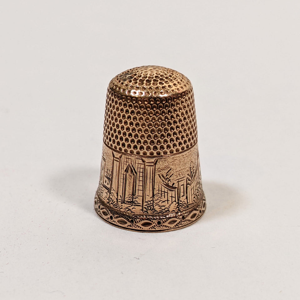 19th c. 14k Gold Engraved Thimble