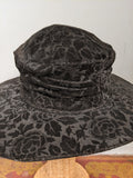 c. 1910s Black Velvet Brocade Hat