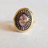c. 1870s-1880s 14k Amethyst Rose of Sharon Ring