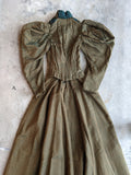 1890s Green + Gold Dress | Includes extra fabric