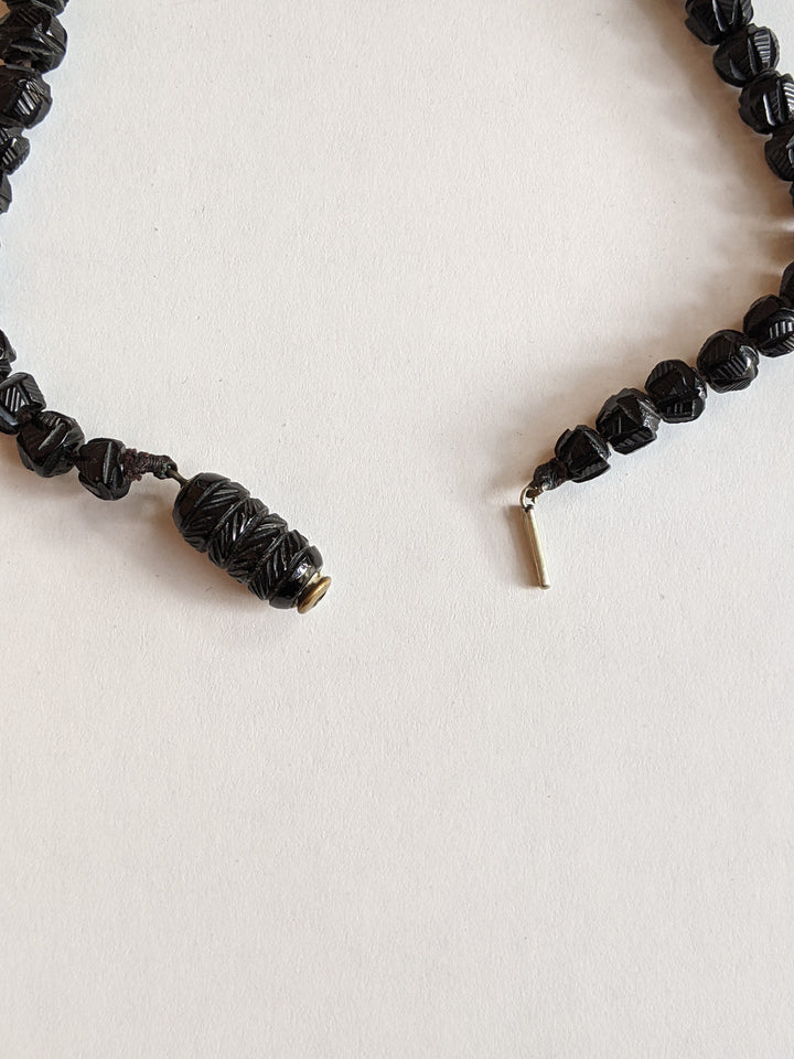 c. 1860s Carved Jet Bead Necklace