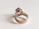 c. 1880s 14k Gold Rose of Sharon Ring | Diamond Encrusted Amethyst