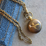 1890s-1900s Hand Painted Sovereign Case + Chain