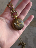 1890s-1900s Hand Painted Sovereign Case + Chain