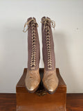 c. 1910s-1920s Wool + Leather Boots | Approx. Sz. 7.5-8 N
