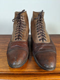 c. 1910s-1920s Two-Tone Brown Boots | Approx Women's 9-9.5