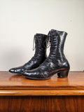 c. 1910s-1920s Black Boots | Approx Sz. 7.5-8