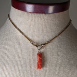 19th c. Carved Coral 14k Gold Dog Charm