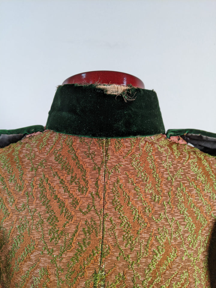 1890s Green Wool + Silk Dress