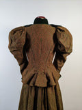 1890s Green Wool + Silk Dress