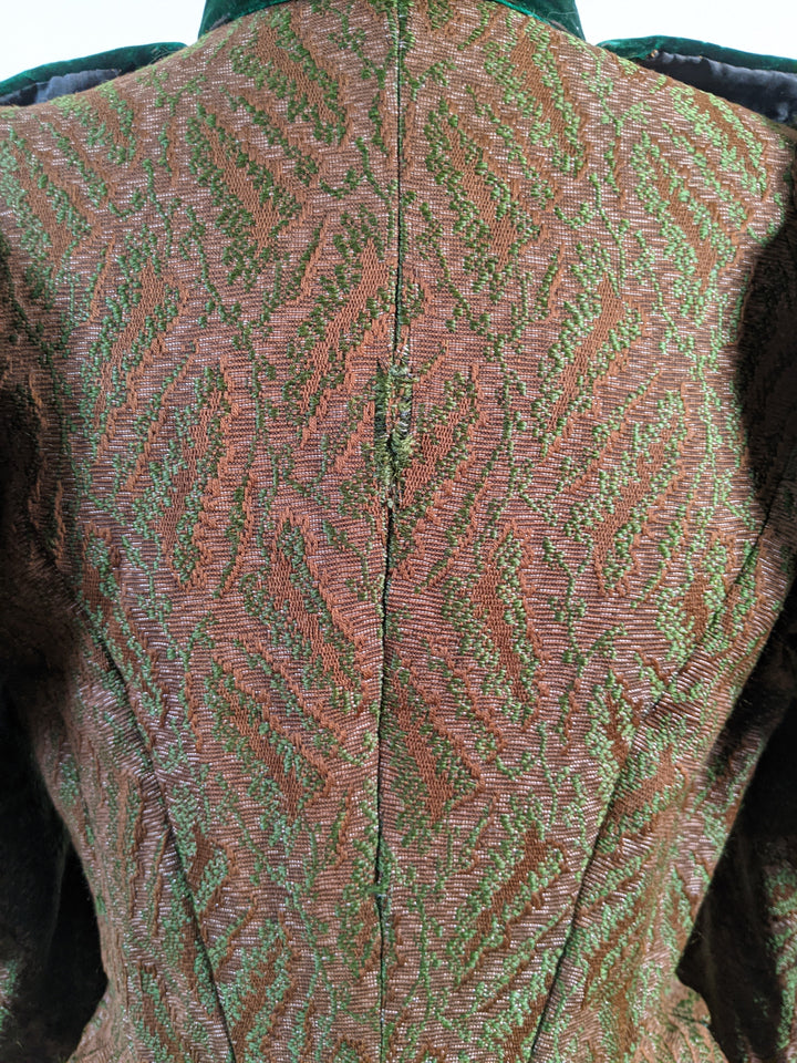 1890s Green Wool + Silk Dress