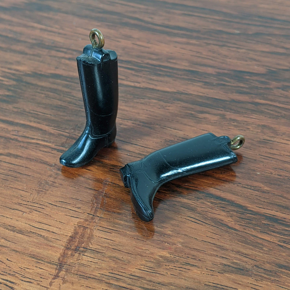 c. 1920s-1930s Compressed Coal Boot Charms
