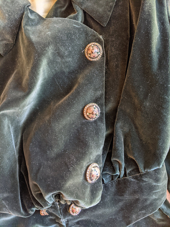 c. 1900s Green Velvet Bodice | Study + Display
